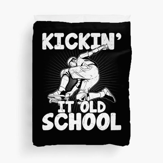 Kickin' it Old School Skateboard Skater Skateboard Duvet Covers