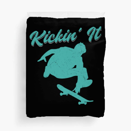 Kickin' it Old School Skateboarding Skater Skatebo Duvet Covers