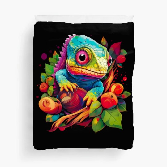 Cute Chameleon for Lizard Pet Lover Duvet Covers