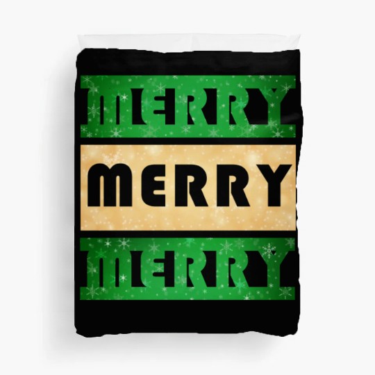Merry Merry Merry Green and Gold Duvet Covers