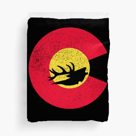 Colorado Flag Logo Elk Hunting Duvet Covers