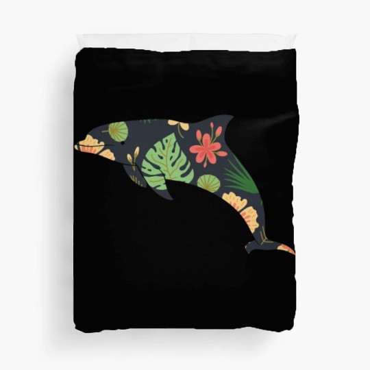 Dolphin Tropical Flower Floral Duvet Covers