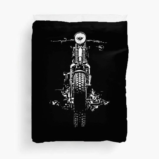 Retro Ride: Vintage Hand-Painted Motorcycle Design Duvet Covers