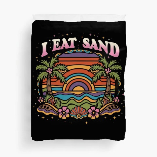 60s Groovy Psychedelic Eat Sand and Beach Duvet Covers