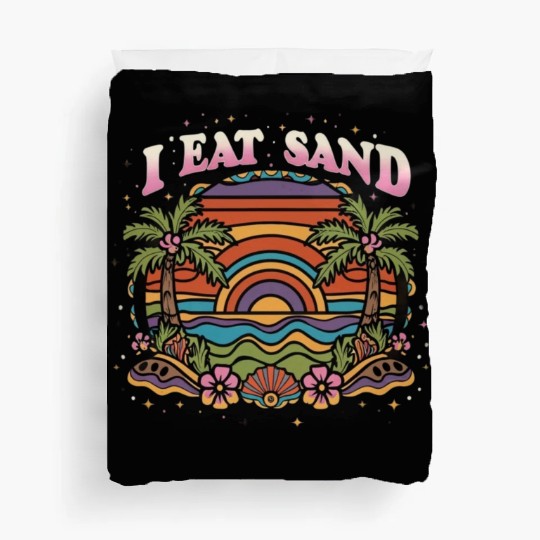 60s Groovy Psychedelic Eat Sand and Beach Duvet Covers