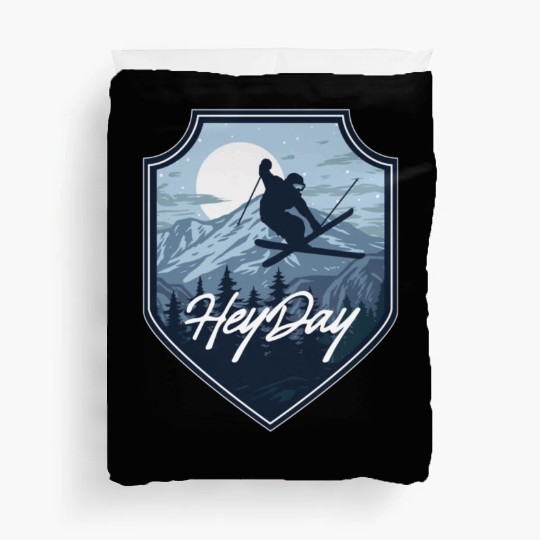 Skiing Free Style logo. By "Hey Day" Duvet Covers