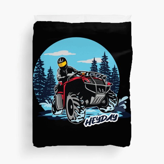 ATV/Quad "Winter Riding" style logo. By "Hey Day" Duvet Covers