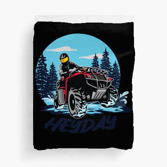 ATV/Quad "Winter Riding" style logo. By "Hey Day" Duvet Covers