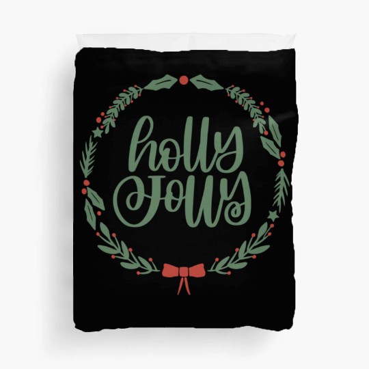 Holly Jolly Sage Green Christmas Wreath Fun Duvet Covers