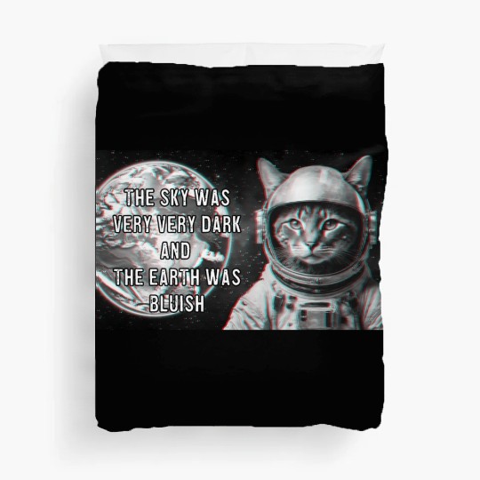 a Cat Astronaut Gazing at Earth, Duvet Covers