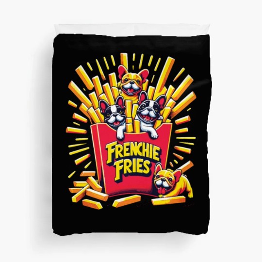 Frenchie Fries - Cute French Bulldog Fries Duvet Covers