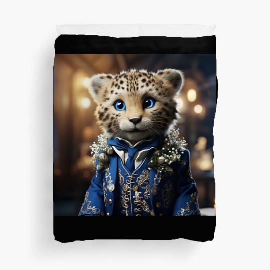 Cute Cheetah Cub Blue Eyes Tuxedo Cat Duvet Covers