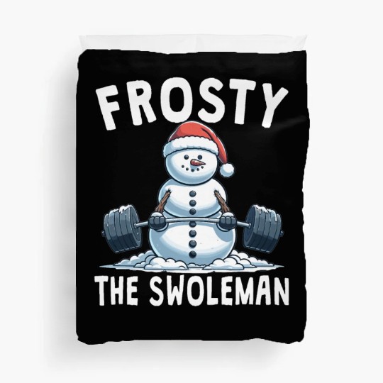 Frosty the Swoleman Christmas Funny Snowman Gym Duvet Covers