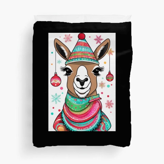 Cute LLama llama with christmas style Duvet Covers