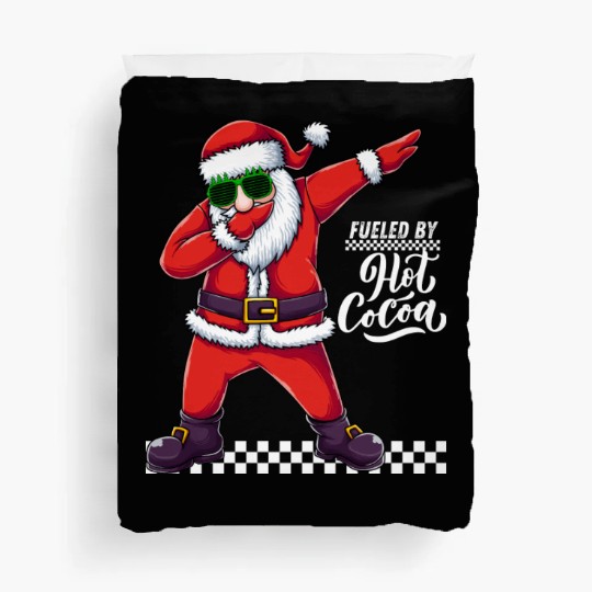 Fueled by Hot Cocoa, dabbing Santa Duvet Covers