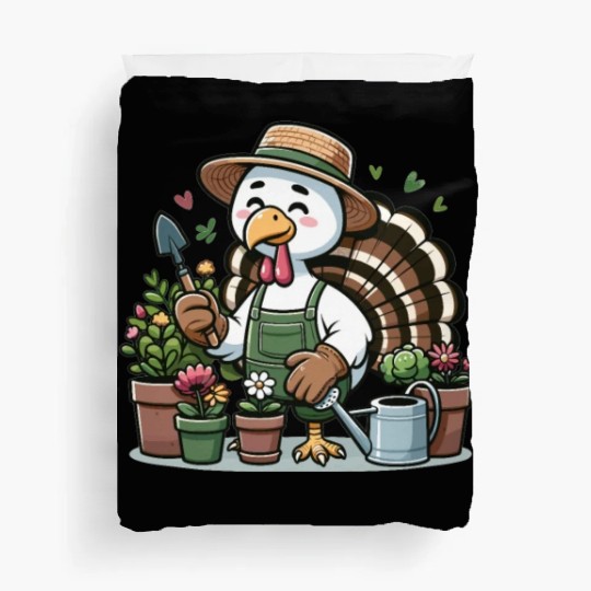 Thanksgiving Garden Turkey Gardener Vegetable Duvet Covers