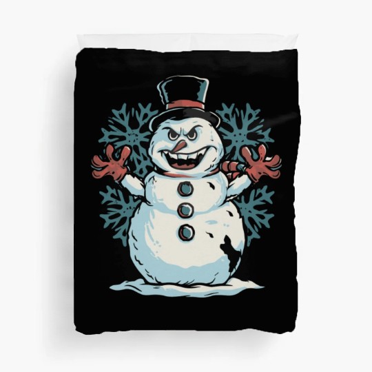 frosty snowman creepy Duvet Covers