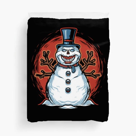 frosty snowman creepy Duvet Covers