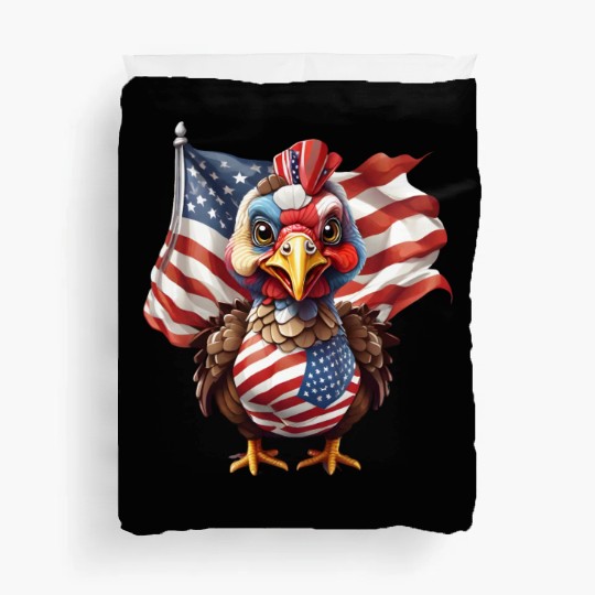 Thanksgiving Pride: Turkey Adorned with Flag Duvet Covers