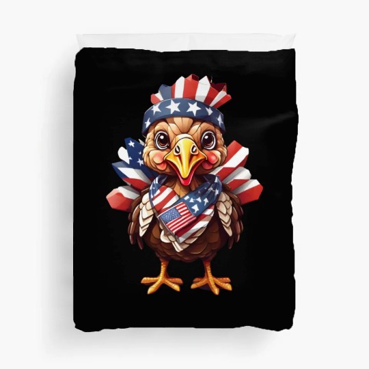 Feathered Patriot: Turkey in Stars & Stripes Duvet Covers