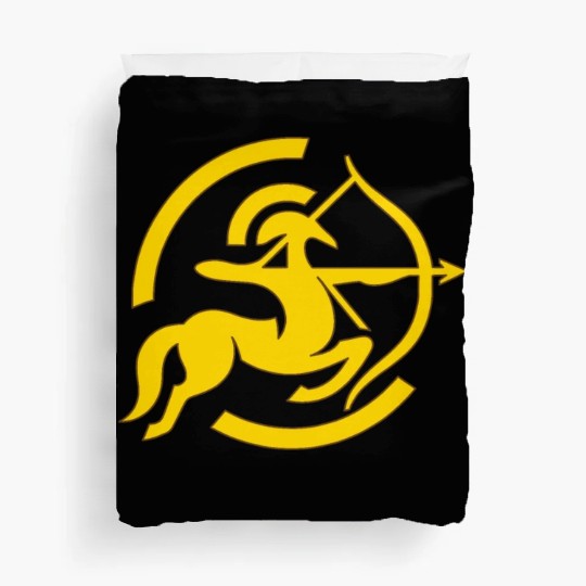 Zodiac Sagittarius Arc Icon Minimalistic Gold Duvet Covers