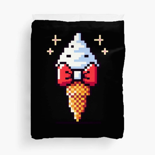 Whimsical 8-Bit Ice Cream: Retro Bow Tie Delight Duvet Covers
