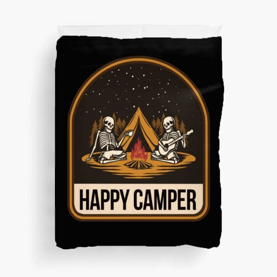 Happy Camper Skeleton Campfire Tent Duvet Covers