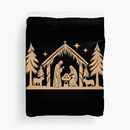 Nativity Scene with Mary Joseph Baby Jesus Duvet Covers