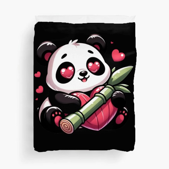 Panda Heart Eye Patches Valentine's Day Bamboo Duvet Covers