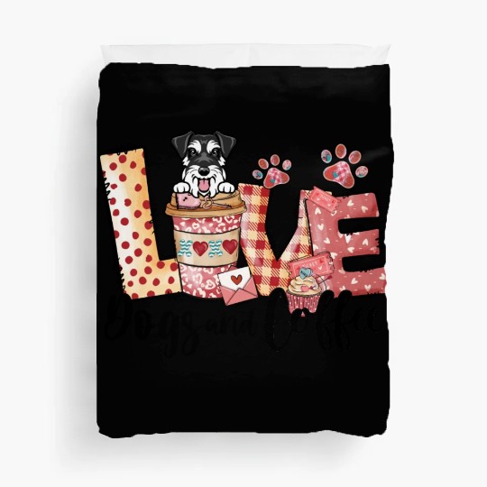 Mini Schnauzer Dog Coffee Lover Dog Mom Valentine Duvet Covers