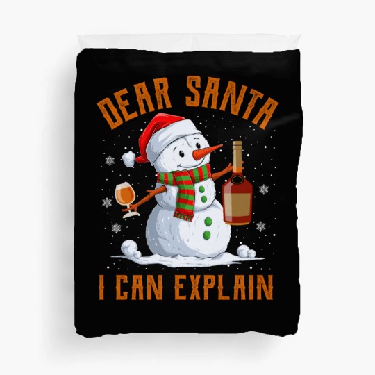 Snowman Dear Santa I can Explain Funny Snow Duvet Covers