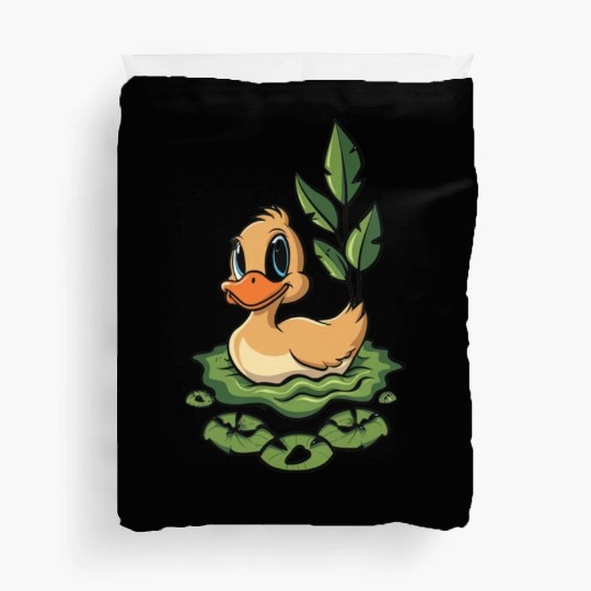 cute duck swimming in a swamp Duvet Covers