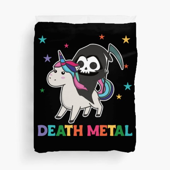Death Metal - Death Riding Unicorn Funny Unicorn Duvet Covers