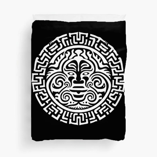 Maori Tattoo Magic round in white Duvet Covers