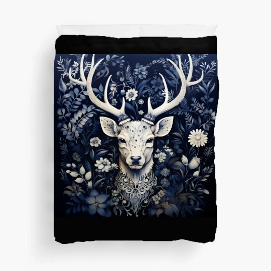 Enchanted Forest Deer Winter Bloom Duvet Covers