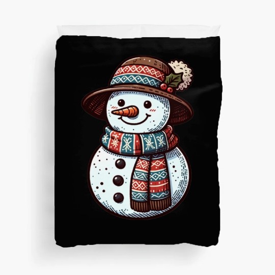 Winter Wonderland: Charming Snowman Illustration Duvet Covers