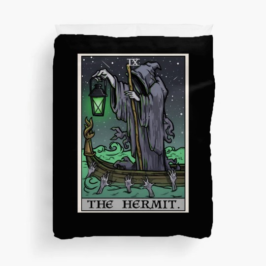 The Hermit Tarot Card Gothic Halloween Grim Reaper Duvet Covers