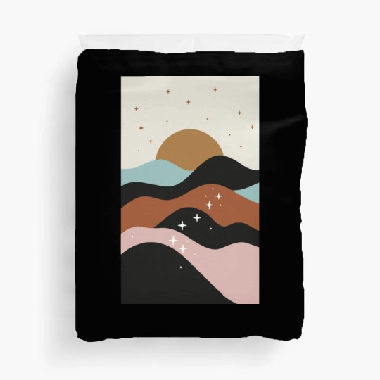 Boho Mountains Moon and Stars Duvet Covers