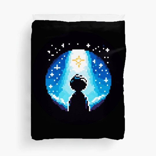 Digital Night Sky - 8-Bit Childhood Dreams Duvet Covers