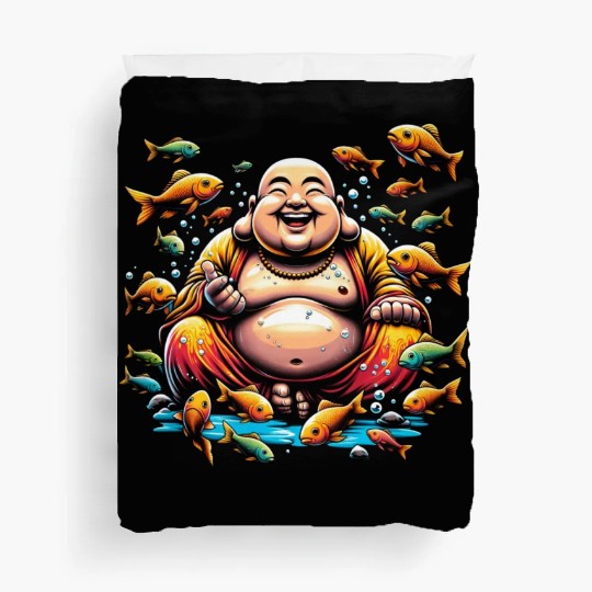 Buddhism and Underwater World - Peaceful Diving Duvet Covers