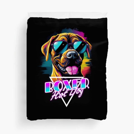 Retro Wave Boxer Hot Dog Duvet Covers