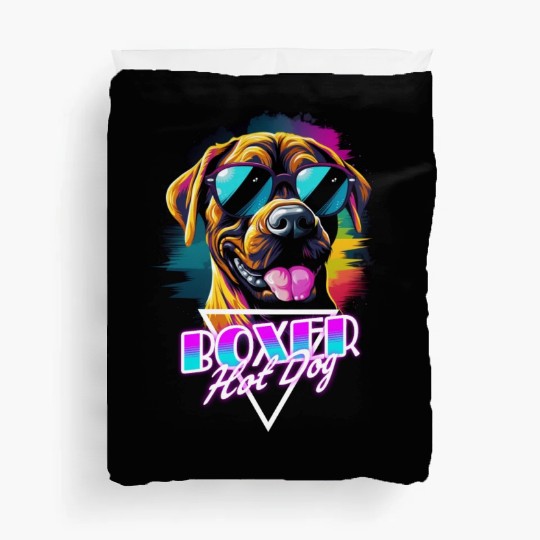 Retro Wave Boxer Hot Dog Duvet Covers