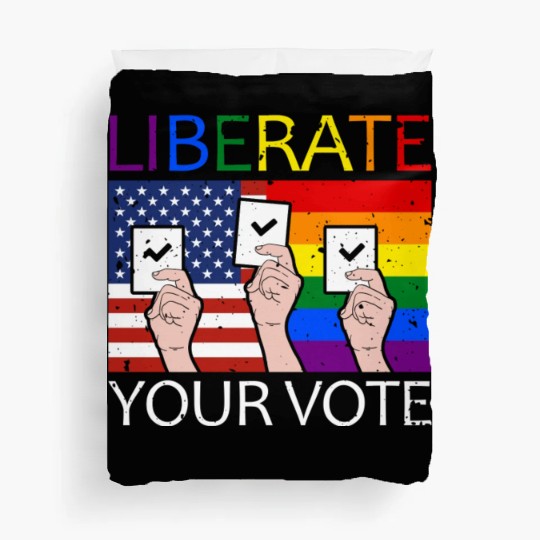 Liberate Your Vote American Flag LGBT Rainbow Duvet Covers