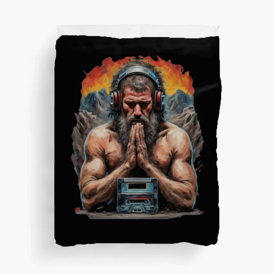Groovy Stone Age: The Caveman in Beats Ritual Duvet Covers