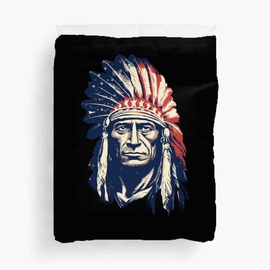 Indian Native American Chief Feather Headdress Duvet Covers
