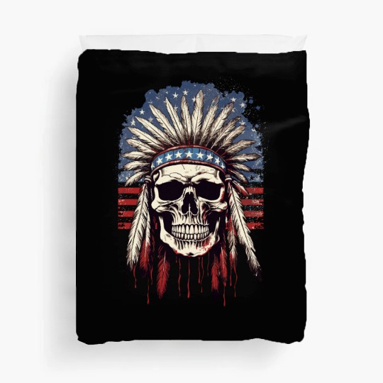 Skull Indian Chief Native American USA Duvet Covers
