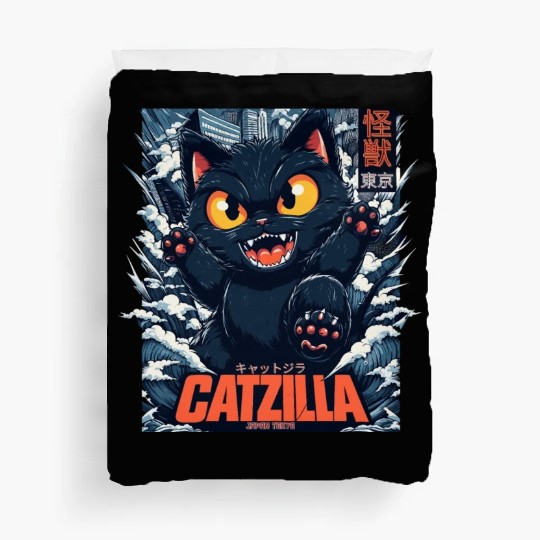 Kaiju Catzilla in Japan Tokyo Duvet Covers
