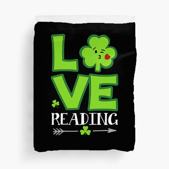 Love Shamrock Reading Teacher Funny St Patricks Da Duvet Covers