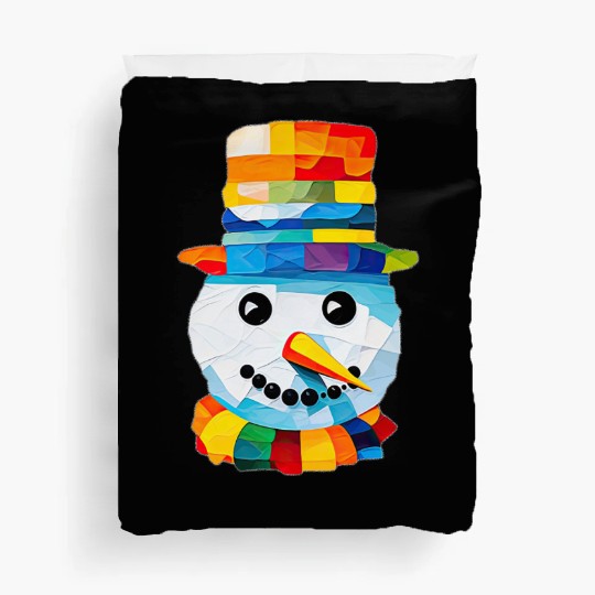 Colorful Snowman Tissue Paper Art Duvet Covers