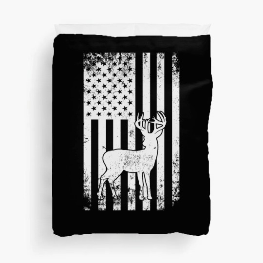 Camo US Flag Deer Elk Buck Camoflage Hunting Duvet Covers